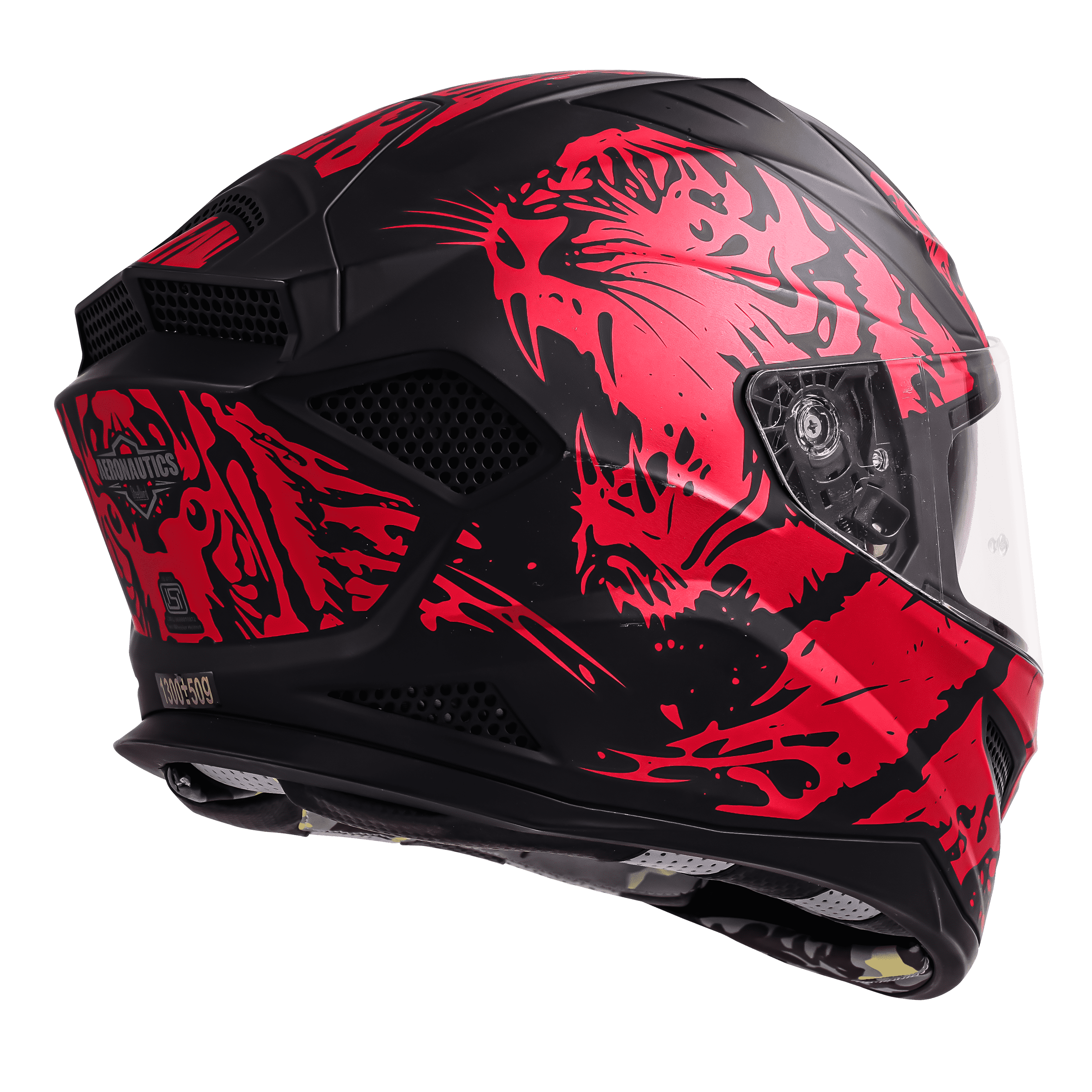 SBH-25 ISS TIGER GLOSSY BLACK WITH CHROME RED